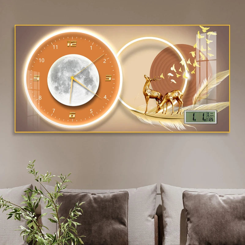 Simple modern fashion aluminum wall clock clock with temperature calendar clock